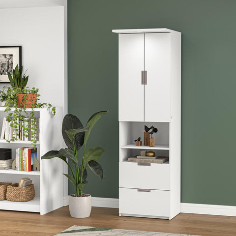 24W Tall Storage Cabinet with Doors and Drawers