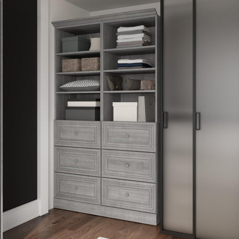 Système de rangement de garde-robe avec tiroirs 50L