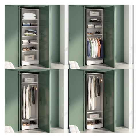 Organisateur de garde-robe modulaire pour walk-in ou placard avec tablettes 25L x 16P