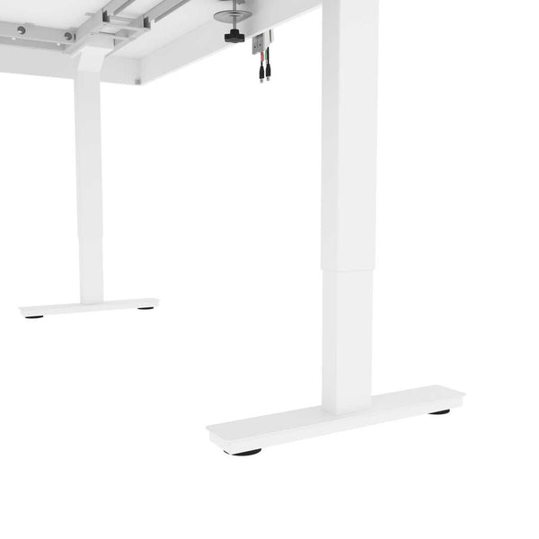 81W L-Shaped Standing Desk with Dual Monitor Arm and Credenza