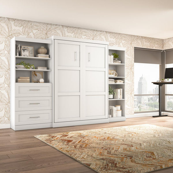 Queen Murphy Bed with Shelving and Drawers (126W)