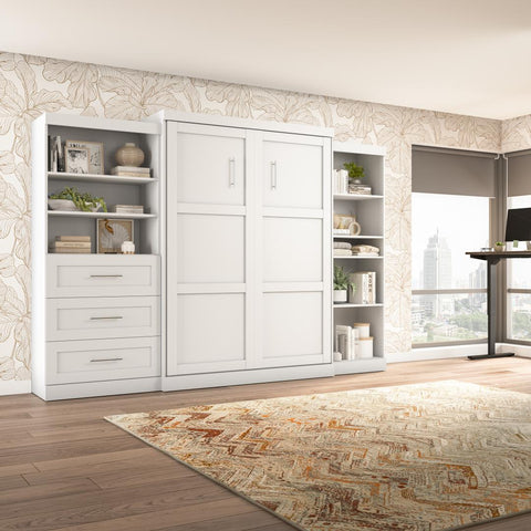 Queen Murphy Bed with Shelving and Drawers (126W)