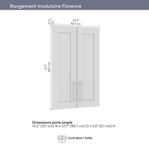 Ensemble de 2 portes en verre dépoli pour organisateurs de garde-robe modulaires 25 po Florence