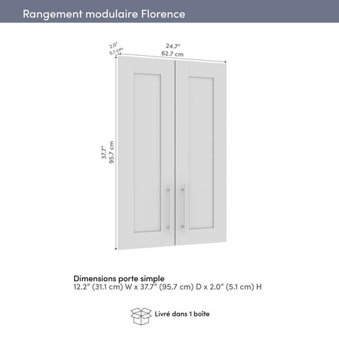 Ensemble de 2 portes en verre dépoli pour organisateurs de garde-robe modulaires 25 po Florence