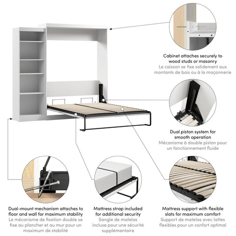 Queen Murphy Bed with Shelving Unit (90W)