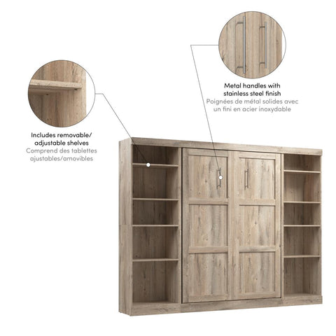 Full Murphy Bed with 2 Shelving Units (109W)