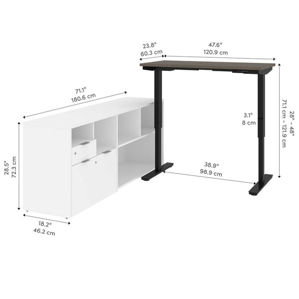 Bureau assis-debout en L 72L