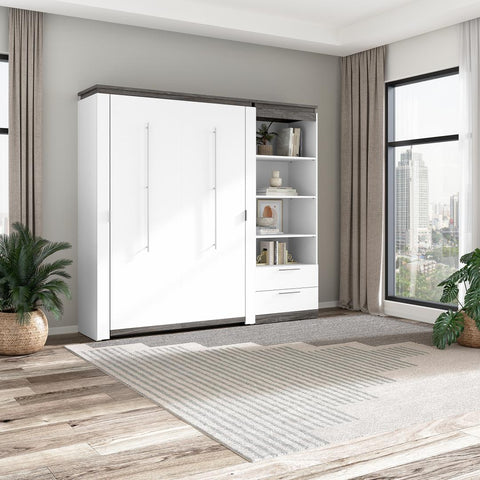 Full Murphy Bed with Shelves and Drawers (91W)