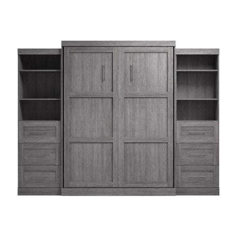 Queen Murphy Bed and 2 Shelving Units with Drawers (115W)