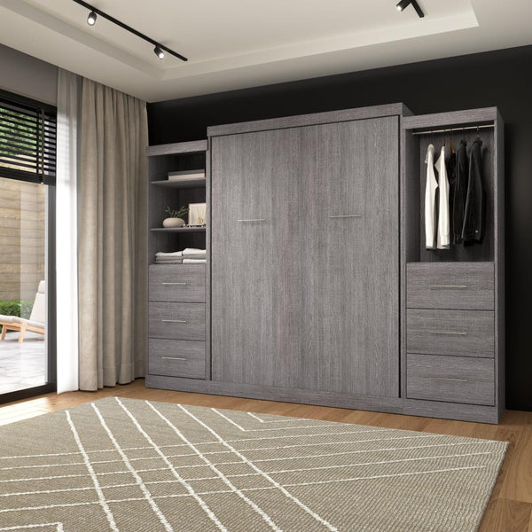 Queen Murphy Bed and 2 Closet Organizers with Drawers (115W)