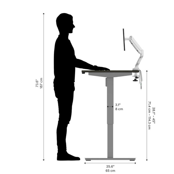 72W x 30D Standing Desk with Dual Monitor Arm