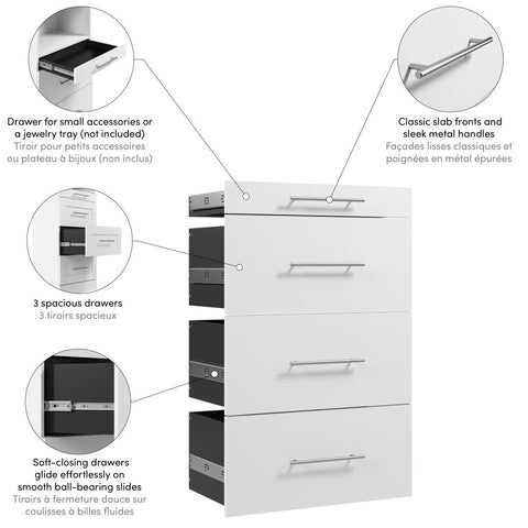 Modular Drawers (4) Set, Slab Style, 25W x 16D