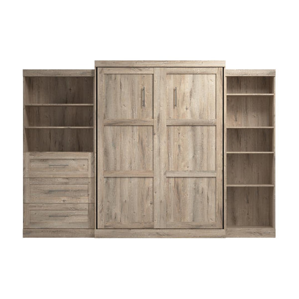 Queen Murphy Bed with Shelving and Drawers (126W)