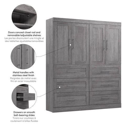 Contemporary Closet System with Drawers, 72W x 19D