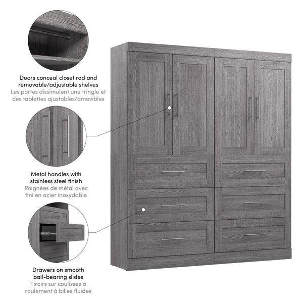 Système de rangement de garde-robe 72L avec tiroirs