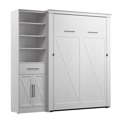 Lit escamotable double et organisateur de garde-robe avec tiroir et portes (88L)