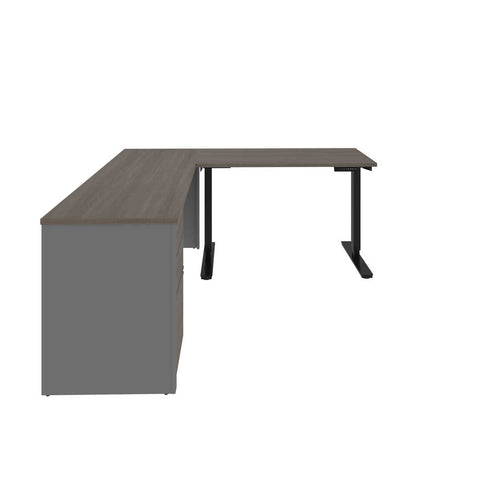 Bureau assis-debout en L 72L avec caisson