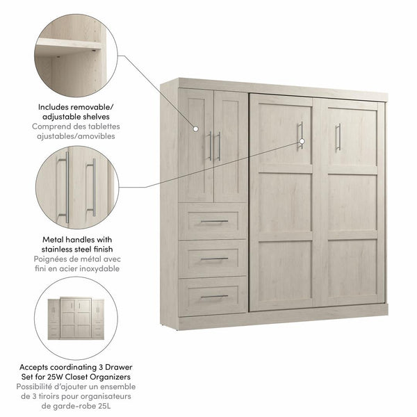 Full Murphy Bed with Closet Organizer with Drawers (84W)