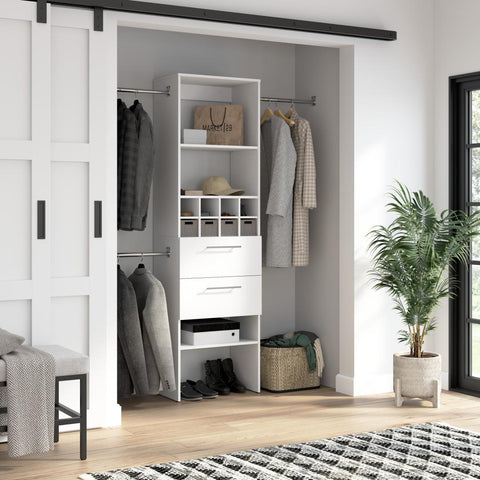 Organisateur de garde-robe 24L avec tringles, tiroirs et compartiments