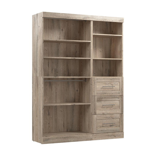 Contemporary Closet System with Shelves, Drawers & Clothing Rods, 61W x 19D