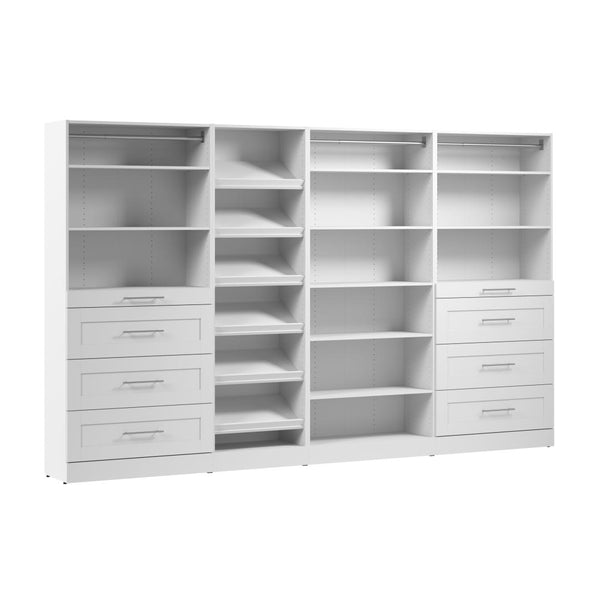 Système de rangement modulaire pour garde-robe walk-in avec tiroirs et tablettes à chaussures 132L x 16P, style Shaker