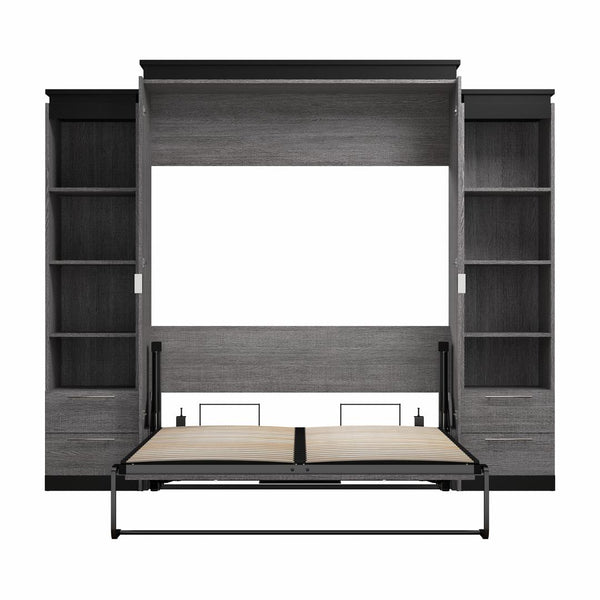 Queen Murphy Bed with Shelves and Drawers (106W)