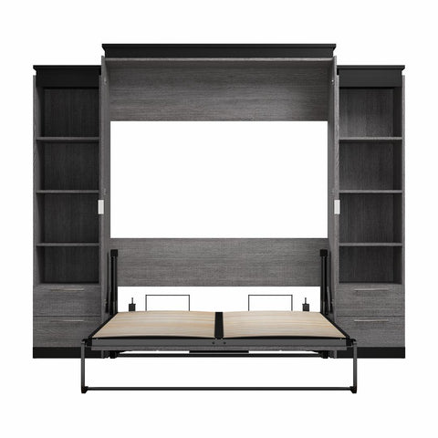 Queen Murphy Bed with Shelves and Drawers (106W)