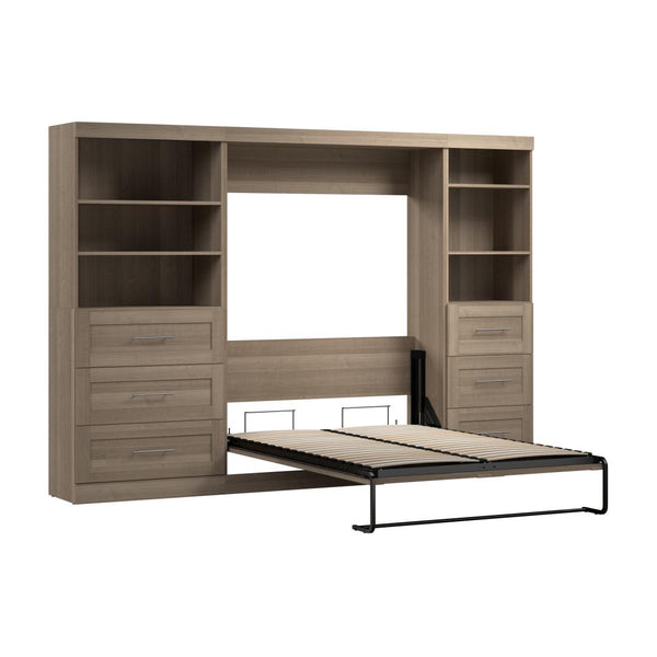 Lit escamotable double et 2 étagères avec tiroirs (120L)