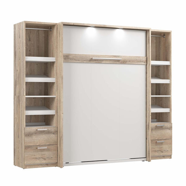 Full Murphy Bed and 2 Narrow Closet Organizers with Drawers (99W)
