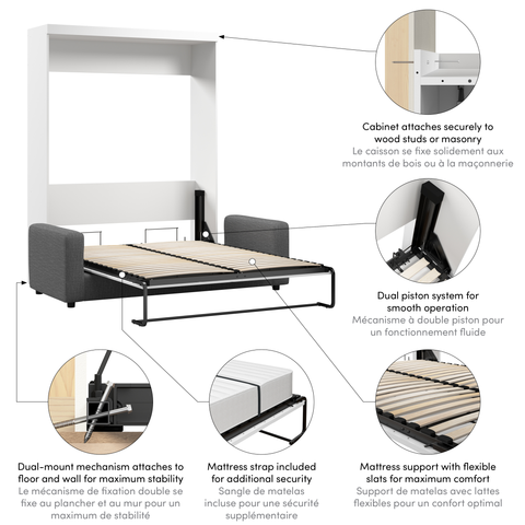 Grand lit escamotable avec canapé (78L)