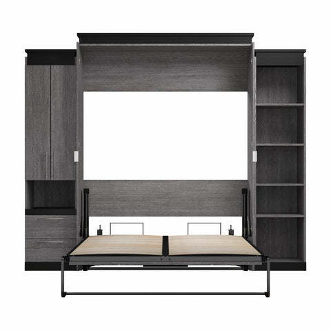Grand lit escamotable avec armoire et tablettes (106L)