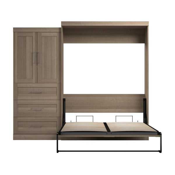 Queen Murphy Bed and Storage Cabinet with Drawers (101W)