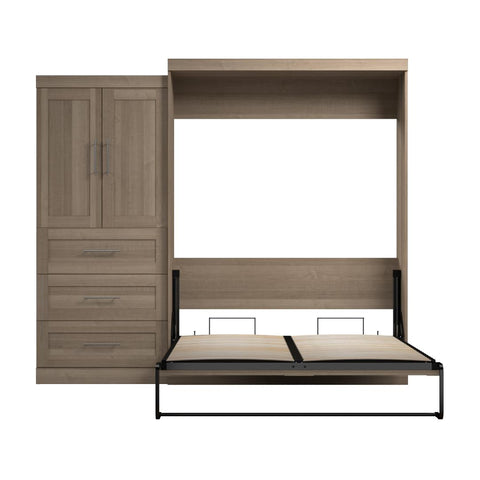 Queen Murphy Bed and Storage Cabinet with Drawers (101W)
