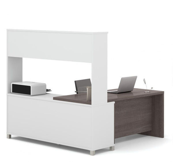 Bureau en L 72L avec tiroirs et huche