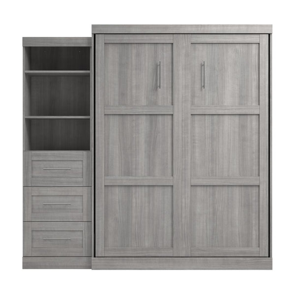 Queen Murphy Bed and Shelving Unit with Drawers (90W)