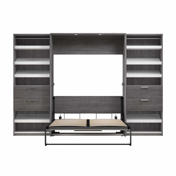 Lit escamotable double avec 2 organisateurs de garde-robe avec tiroirs (119L)