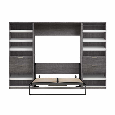 Lit escamotable double avec 2 organisateurs de garde-robe avec tiroirs (119L)