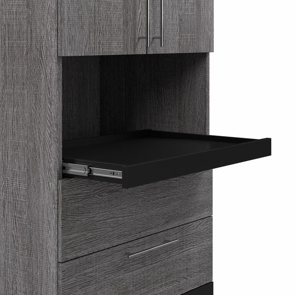 20W Narrow Storage Cabinet with Doors, Drawers and Pull-Out Shelf
