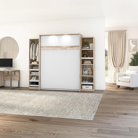 Queen Murphy Bed with 2 Narrow Closet Organizers (105W)