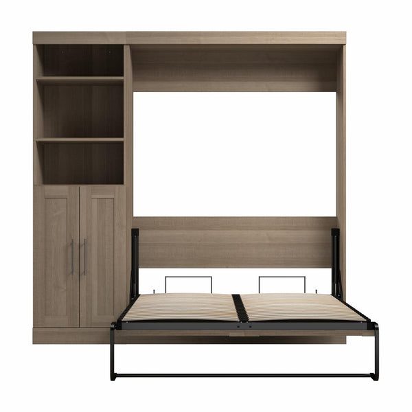 Lit escamotable double et organisateur de garde-robe avec portes (84L)