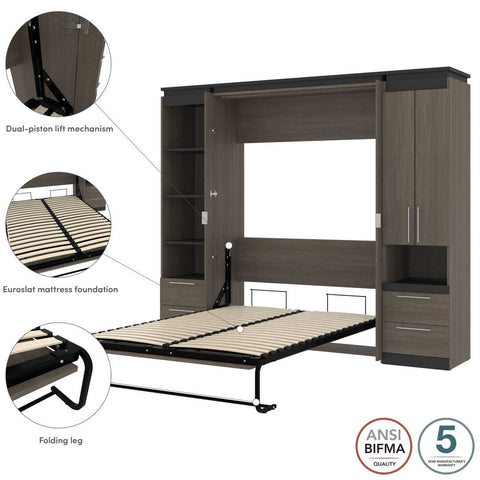 Lit escamotable deux places (double) et solutions de rangement étroites avec tiroirs (99L)