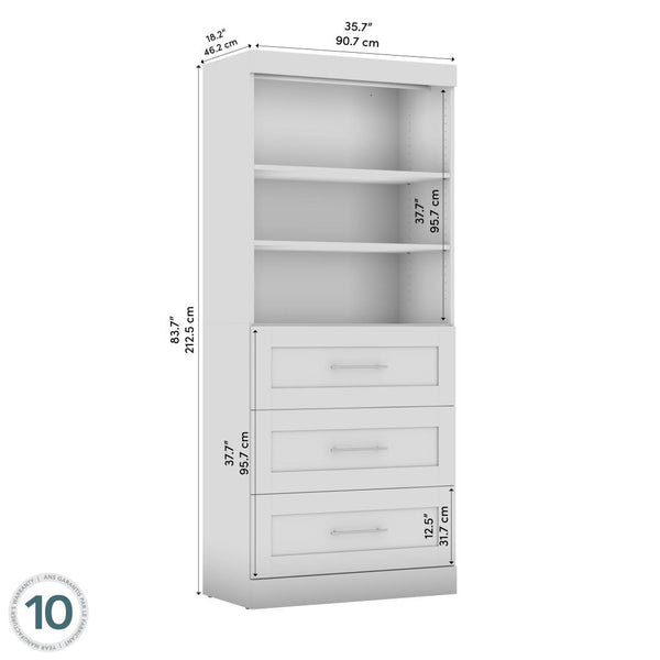 Contemporary Closet System with Drawers, 36W x 19D