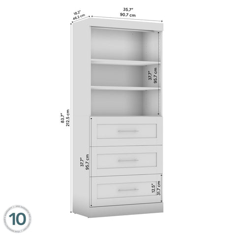 Contemporary Closet System with Drawers, 36W x 19D