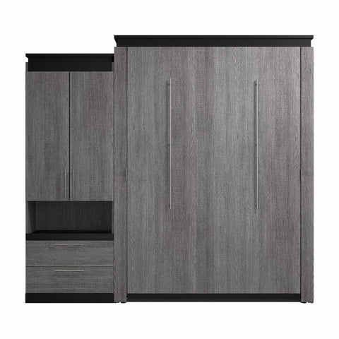 Queen Murphy Bed with Storage Cabinet and Pull-Out Shelf (97W)