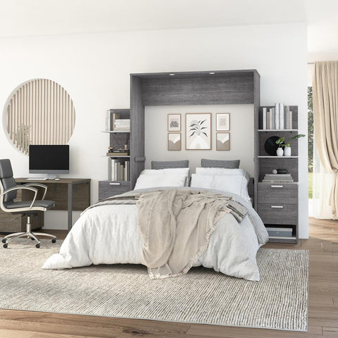 Queen Murphy Bed with Nightstands and Floating Shelves (105W)