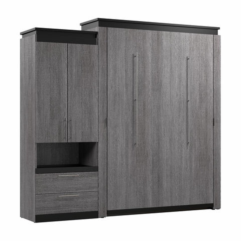 Grand lit escamotable avec armoire et tablette coulissante (97L)