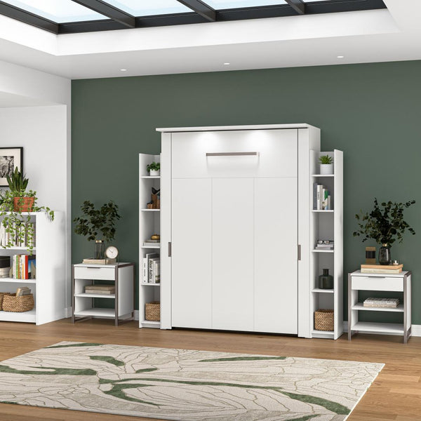 Lit escamotable double avec étagères (81L)