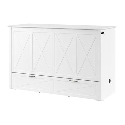 65W Queen Murphy Cabinet Bed with Pullout Drawer