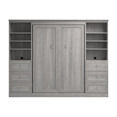 Lit escamotable double et 2 organisateurs de garde-robe avec tiroirs (109L)