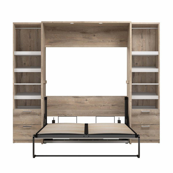 Full Murphy Bed and 2 Narrow Closet Organizers with Drawers (99W)